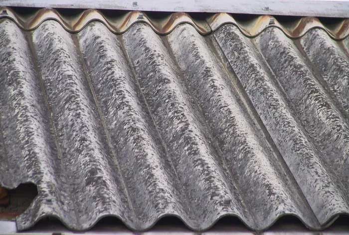 A roofing sheet containing asbestos material.