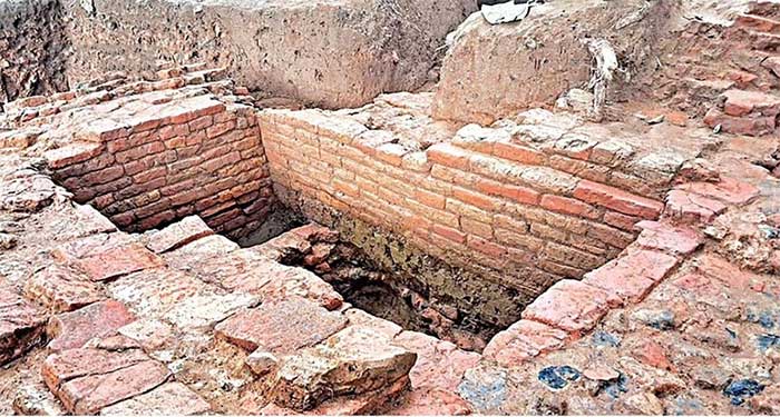 Remnants of an ancient settlement believed to be the Buddhist university Pandit Vihar.