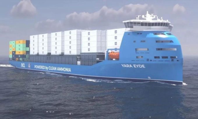 Design of the ammonia-powered container ship Yara Eyde.