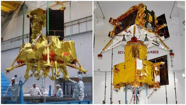 Luna-25 of Russia (left) and Chandrayaan-3 of India (right) before launch.