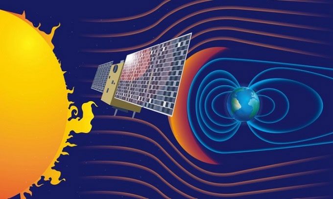Simulation of the probe operating in the orbit between Earth and the Sun.