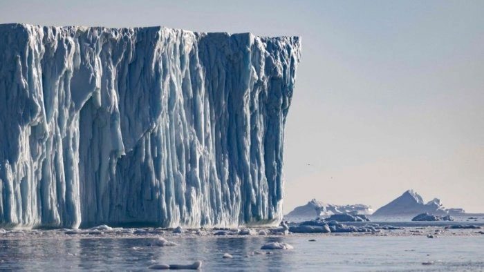 A massive glacier waterfall.