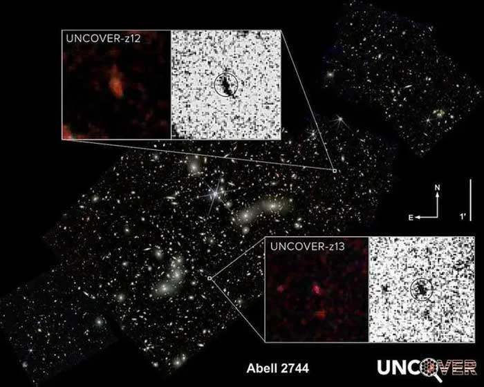UNCOVER-z12 and UNCOVER-z13 are two ancient galaxies recently discovered