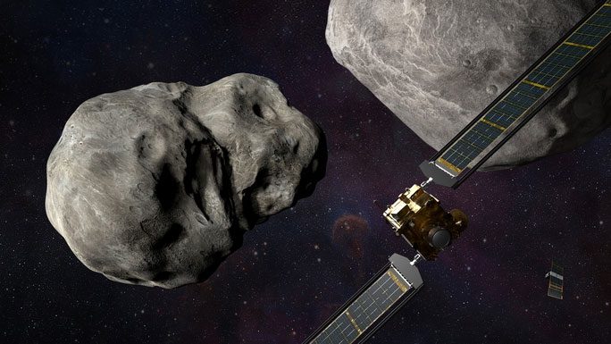 NASA's DART spacecraft heading straight for Dimorphos (left)
