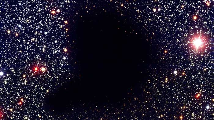Image of Barnard 68 Dark Nebula as observed through a telescope.