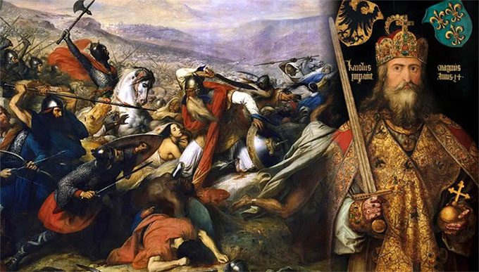 Illustration of the Battle of Tours in October 732.