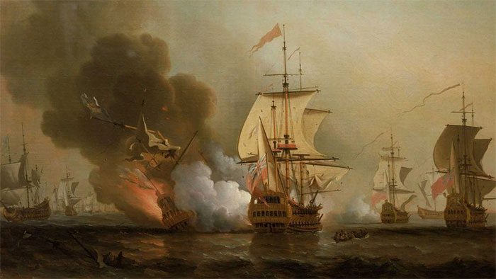 Painting depicting the San Jose being sunk by the British Navy.