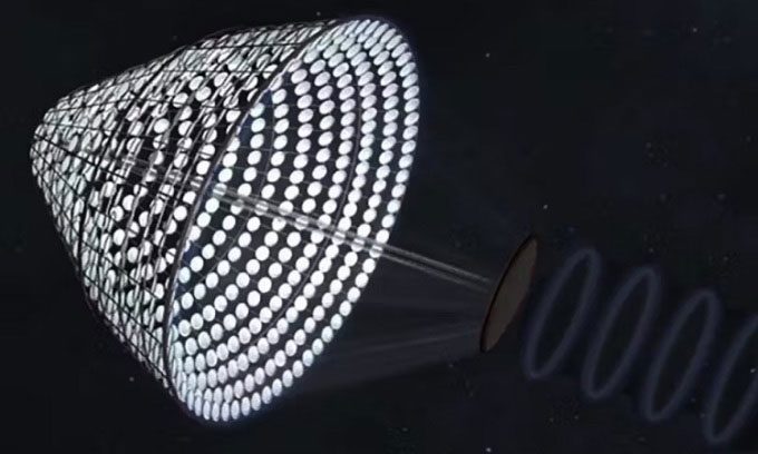 Simulation of the space-based solar power system SPS-ALPHA.