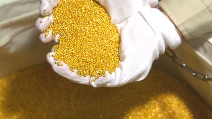 Gold extracted from electronic waste in Japan.