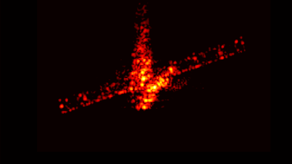 Animation showing the final fiery moments of the small spacecraft Aeolus, a wind-measuring satellite