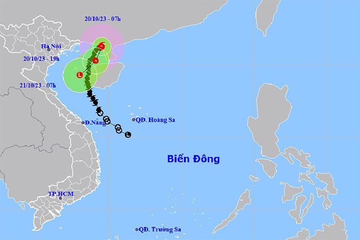 Location and forecast path of the tropical depression.