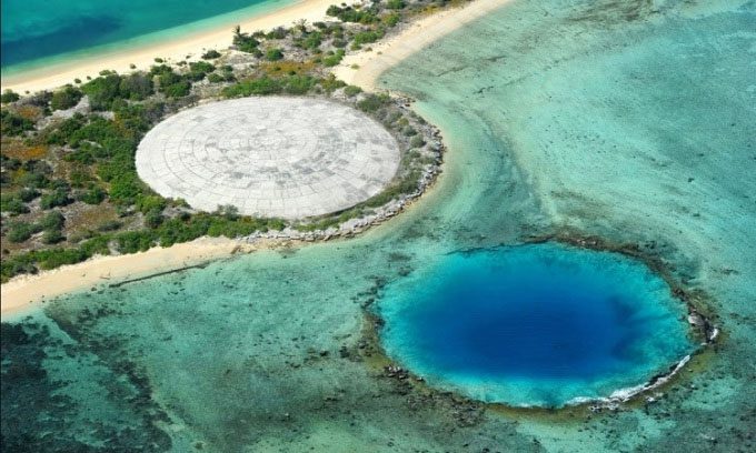 The massive concrete dome on Runit Island.