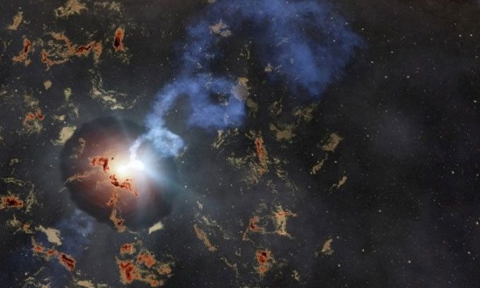 Simulation of the AT2022tsd explosion in the universe.