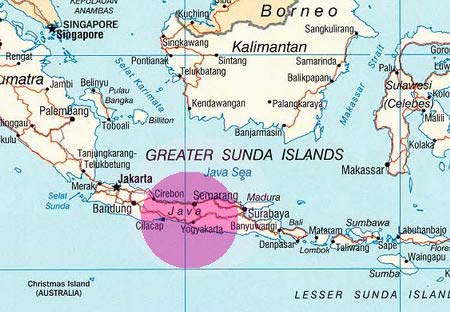 Location of the earthquake on the map of Indonesia