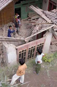 Searching for victims trapped under the rubble