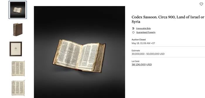 The auction for Codex Sassoon moved quickly.