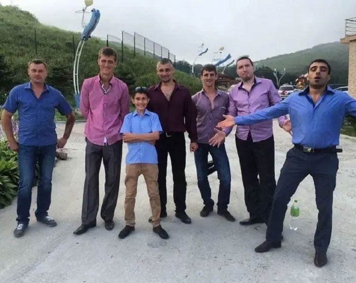 The 35-year-old man with his high school friends.