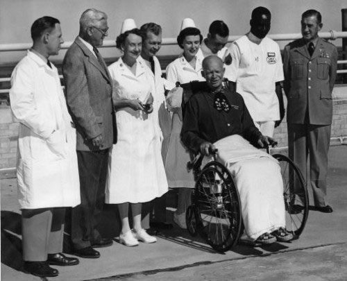 U.S. President Dwight Eisenhower after being discharged from treatment for heart disease in September 1955.
