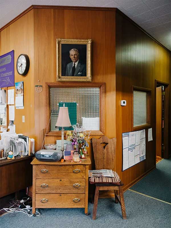 Portrait of Hume Sammons, the bank's founder, hangs near the entrance