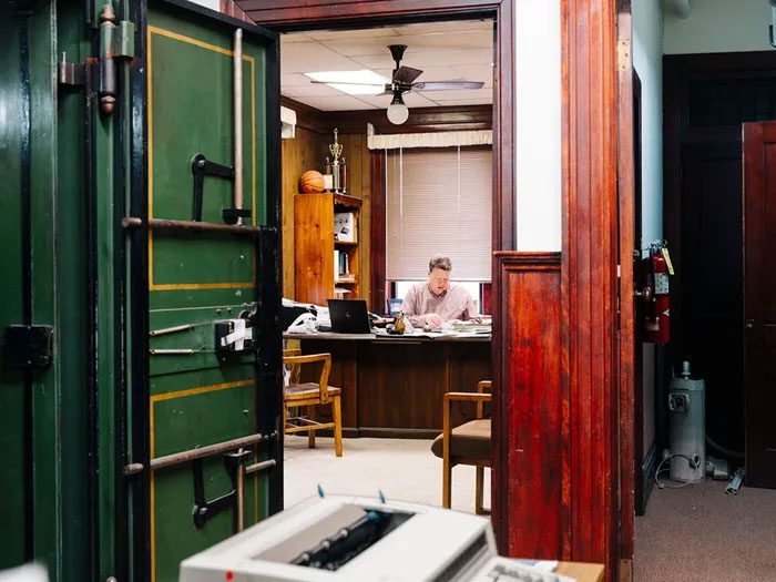 Sammons' office at the bank