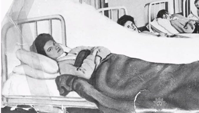 Mary Mallon in bed.