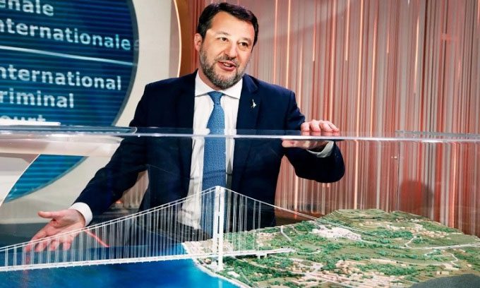Italian Infrastructure Minister Matteo Salvini discusses the suspension bridge project