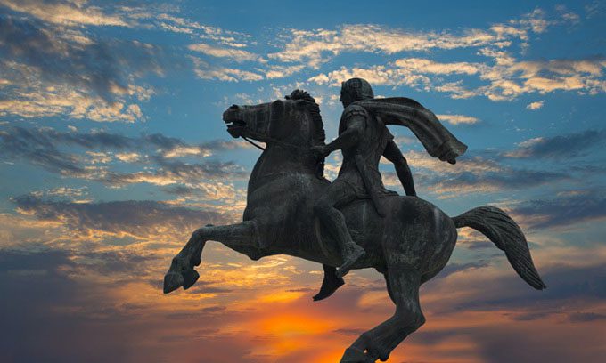 Sculpture of Alexander the Great riding Bucephalus in Thessaloniki, Greece