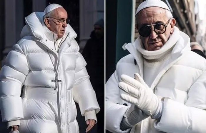 AI-generated fake image of Pope Francis.