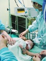 Jiejie on the operating table.