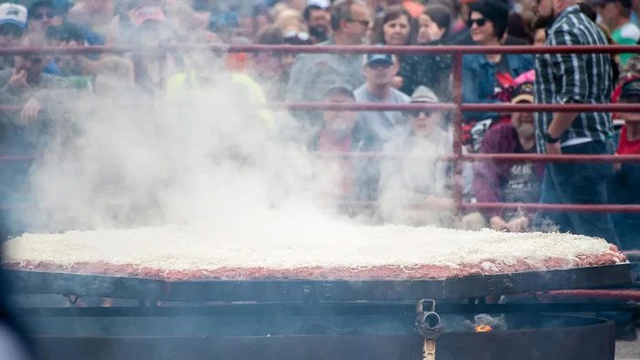 The giant sandwich prepared at the local festival.