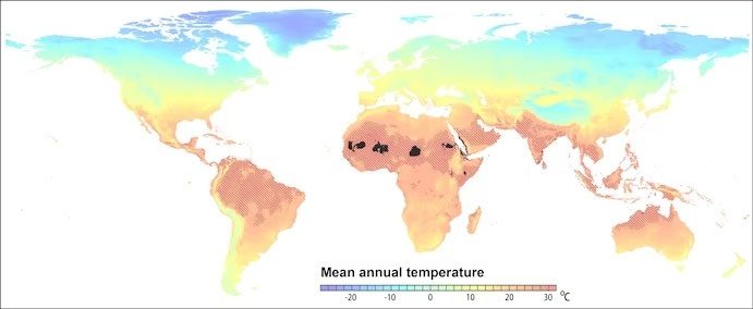 Representative background color for current average annual temperature.
