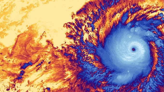 Satellite image capturing the movement of Typhoon Noru in 2022.