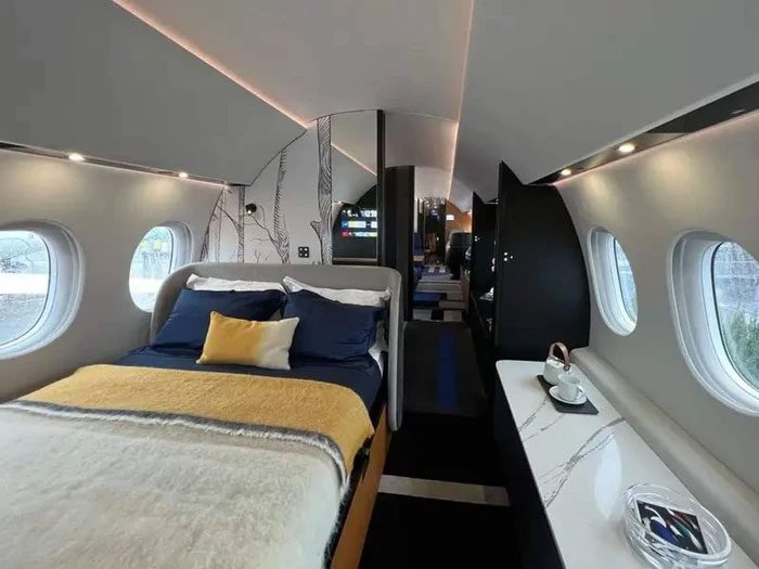 A cozy bed for guests to catch some sleep on long flights.