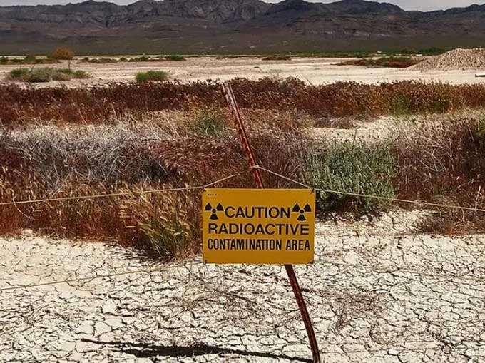 Warning sign near a bomb testing site in Nevada.