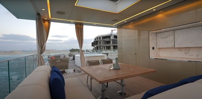 The entire patio area is also clad in premium marble.