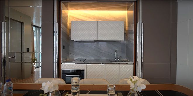 The kitchen is compactly designed yet fully equipped