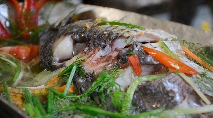 Stewed carp with vegetables