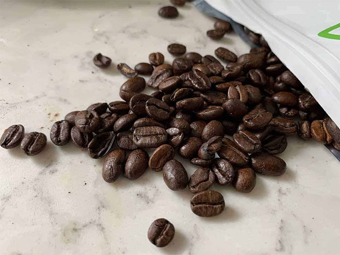 The roasted coffee beans have a unique and appealing flavor.