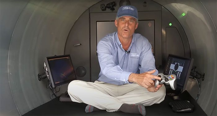 CEO OceanGate with the game controller used to operate the Titan submersible.