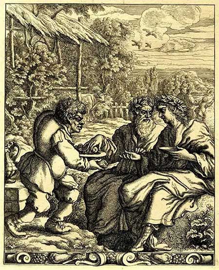 Aesop and his masters, painting by Francis Barlow (1626 - 1704).