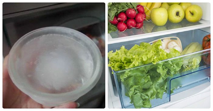 When the bowl of water is frozen, place it in the refrigerator section.
