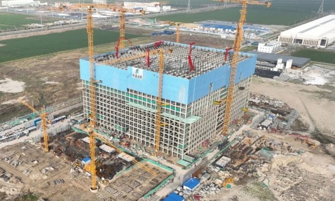 Energy Vault's energy storage facility under construction in Shanghai