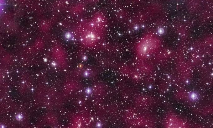 A supercluster of galaxies captured by the Hubble Space Telescope