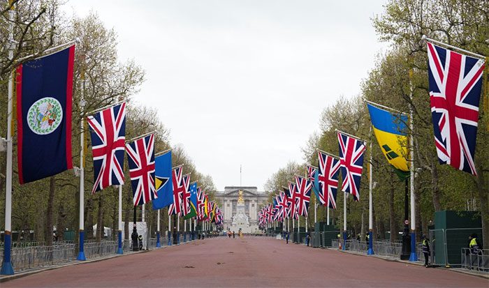 A view of The Mall ahead of the coronation of King Charles and Queen Camilla