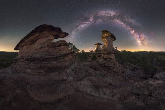 Photo “Milky Way over Cuenca's Hoodoos” by author Luis Cajete.