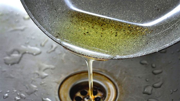 Do not pour leftover cooking oil down the drain