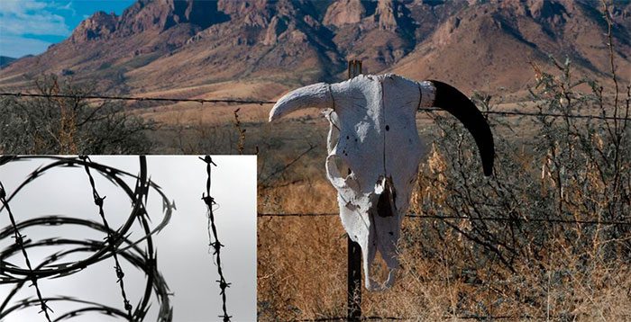 Barbed wire preventing livestock from entering the territories of Western ranchers in the United States.