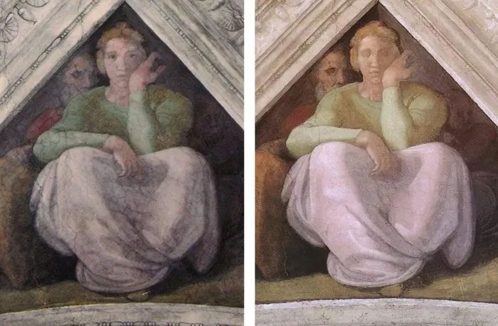 Jesse's eyes disappeared after restoration.