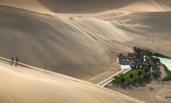 Singing sand dunes in Dunhuang.