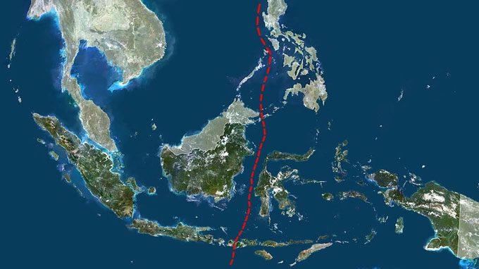 The Wallace Line, a broken red line, is likened to a biological barrier